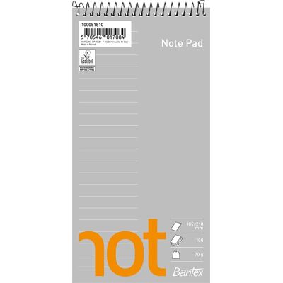 Bantex Not Spiralblok 10x21 Cm Linjeret Bantex Not Spiralblok 10x21 Cm Linjeret