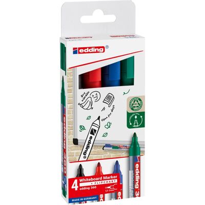 Edding 360 Whiteboard Marker 4 Farver Edding 360 Whiteboard Marker 4 Farver