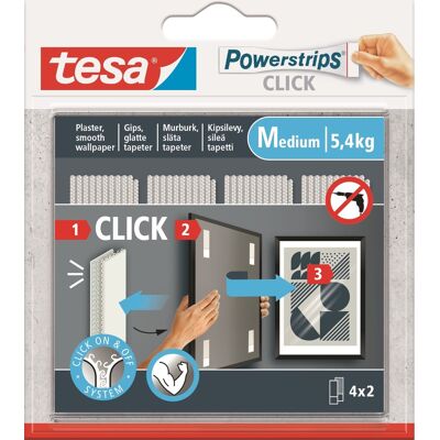 Tesa Powerstrips Click, Medium, 4 Par Tesa Powerstrips Click, Medium, 4 Par