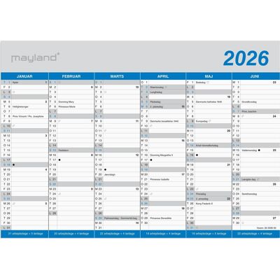 Mayland 2026 Kontorkalender Klassisk, A4 Mayland 2026 Kontorkalender Klassisk, A4