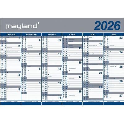 Mayland 2026 Kæmpekalender, Papir, 2x6 Mdr. Mayland 2026 Kæmpekalender, Papir, 2x6 Mdr.