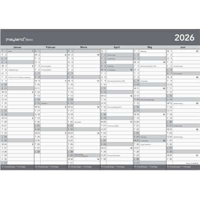 Mayland 2026 Basic Kontorkalender, A4 Mayland 2026 Basic Kontorkalender, A4