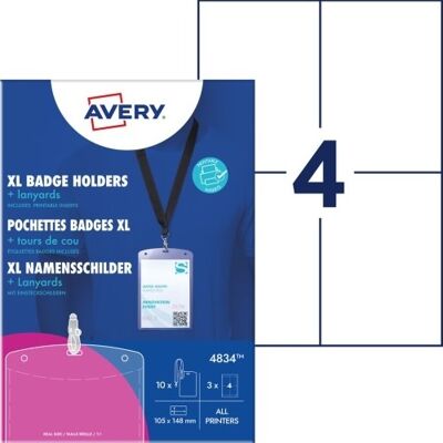Avery 4834 Navneskilteholdere Xl Med Nøglesnor Avery 4834 Navneskilteholdere Xl Med Nøglesnor