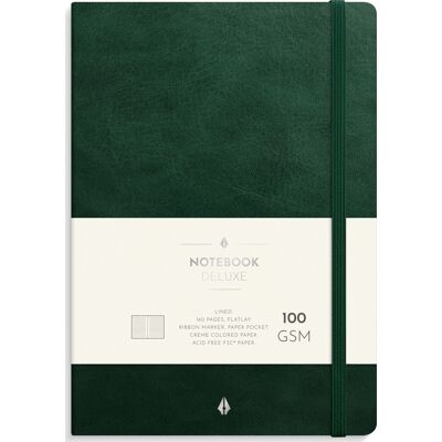 Burde Deluxe Notesbog, A5, Linjeret, Dark Green Burde Deluxe Notesbog, A5, Linjeret, Dark Green