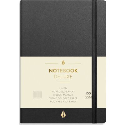 Burde Deluxe Notesbog, A6, Linjeret, Black Burde Deluxe Notesbog, A6, Linjeret, Black