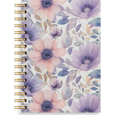 Burde Notesbog, A5, Linjeret, Lilac Flowers Burde Notesbog, A5, Linjeret, Lilac Flowers