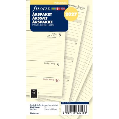 Filofax 2027 Refill Personal Årspakke Filofax 2027 Refill Personal Årspakke
