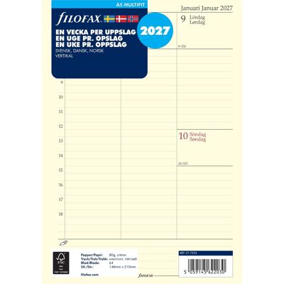 Filofax 2027 Refill A5 Uge Højformat Filofax 2027 Refill A5 Uge Højformat