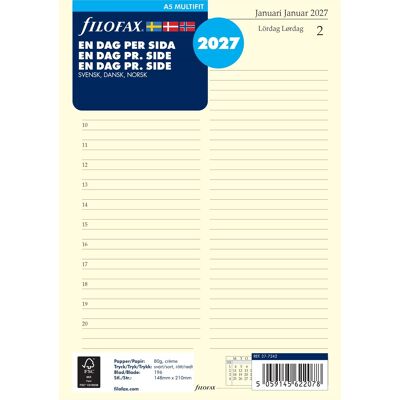 Filofax 2027 Refill A5 Dag Filofax 2027 Refill A5 Dag