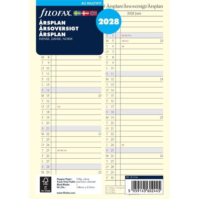 Filofax 2028 Refill A5 Årsplan Filofax 2028 Refill A5 Årsplan