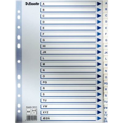 Esselte Register A4 Plast Hvid A-Å Esselte Register A4 Plast Hvid A-Å