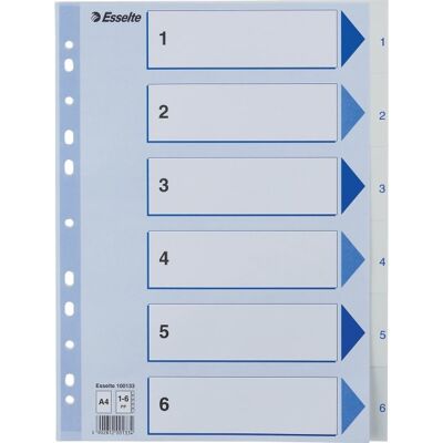 Esselte Register A4 Plast Hvid 1-6 Esselte Register A4 Plast Hvid 1-6