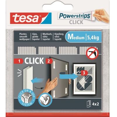 Tesa Powerstrips Click, Medium, 4 Par Tesa Powerstrips Click, Medium, 4 Par