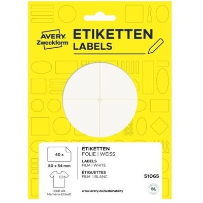 Avery 51065 Navneskilte Håndskrift 80x54 Mm, Folie Avery 51065 Navneskilte Håndskrift 80x54 Mm, Folie