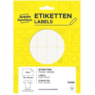 Avery 51066 Navneskilte Håndskrift 76x19 Mm, Folie Avery 51066 Navneskilte Håndskrift 76x19 Mm, Folie