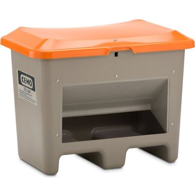 CEMO Salt-/sandbeholder 200 L,Bund-/gaffelåb,Grå/orange CEMO Salt-/sandbeholder 200 L,Bund-/gaffelåb,Grå/orange