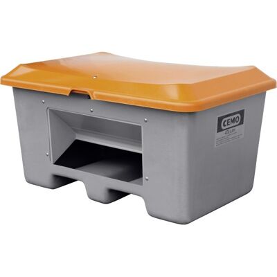 CEMO Salt-/sandbeholder 400 L,Bund-/gaffelåb,Grå/orange CEMO Salt-/sandbeholder 400 L,Bund-/gaffelåb,Grå/orange