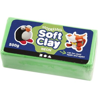 Soft Clay Modellervoks 500g Neon Grøn Soft Clay Modellervoks 500g Neon Grøn