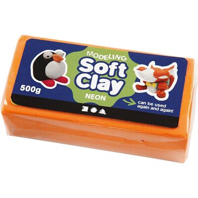 Soft Clay Modellervoks 500g Neon Orange Soft Clay Modellervoks 500g Neon Orange