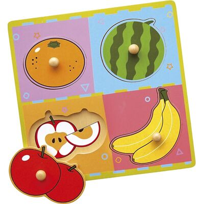 Viga Puslespil Med Knopper, 4 Brikker, Frugter Viga Puslespil Med Knopper, 4 Brikker, Frugter