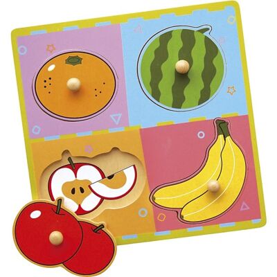 Viga Puslespil Med Knopper, 4 Brikker, Frugter Viga Puslespil Med Knopper, 4 Brikker, Frugter