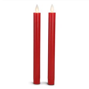 Satana Led Kronelys Plastik - 2 Stk. - 22,2 Cm - M/3d Flamme - (Flere Farver) (Farve: Rød)