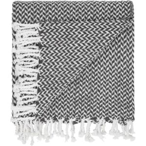 Satana Plaid Med Frynser I 100% Bomuld - 135 X 200 Cm. Fra Rugs’n’more (Farve: Frynser-Hvid)