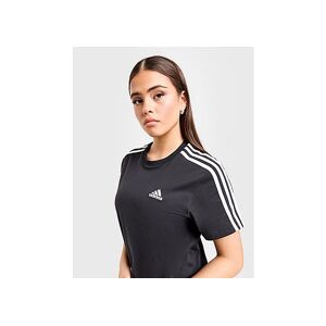 adidas 3-Stripes Badge of Sport Crop T-Shirt, Black / White