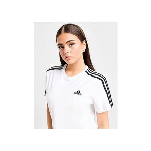adidas 3-Stripes Badge of Sport Crop T-Shirt, White / Black