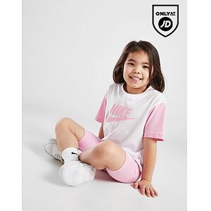 Nike Girls' Colour Block T-Shirt/Shorts Set Children, White