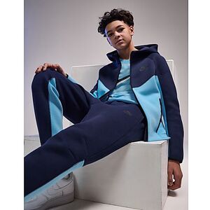 Nike Tech Fleece Full Zip Hoodie Junior, Midnight Navy/Aquarius Blue/Black/Black