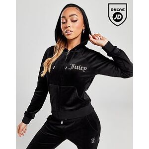 JUICY COUTURE Diamante Logo Velour Full Zip Hoodie, Black