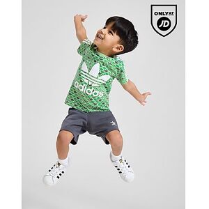 adidas Originals Mono All Over Print T-Shirt/Shorts Set Infant, Green