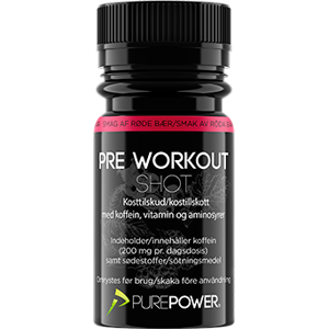 PurePower Pre-Workout shot (PWO) Rødebær 60ml.