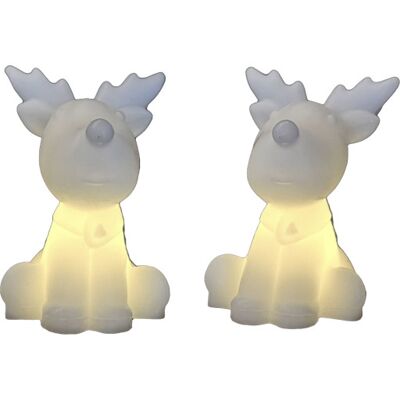 Sirius Naja Rensdyr Med Lys, 9 Cm, 2-Pak 9 cm White Wax Sirius Naja Rensdyr Med Lys, 9 Cm, 2-Pak 9 cm White Wax