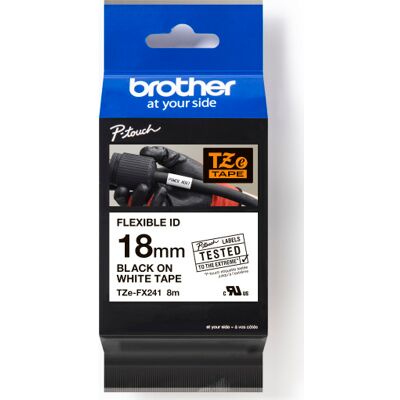 Brother Tape Tze-Fx241, Sort/hvid, 18 Mm X 8 M 18 mm Sort/hvid Brother Tape Tze-Fx241, Sort/hvid, 18 Mm X 8 M 18 mm Sort/hvid