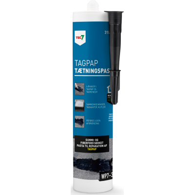 Tec7 Tagpaptætningspaste Wp7-301, 310 Ml 310 ml black bitumen, rubber, glass fiber Tec7 Tagpaptætningspaste Wp7-301, 310 Ml 310 ml black bitumen, rubber, glass fiber