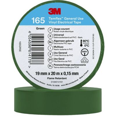 3M - Isoleringstape PVC 19mm x 20m - Grøn - Produkttype 3M - Isoleringstape PVC 19mm x 20m - Grøn - Produkttype