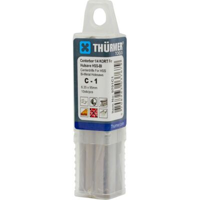 Thürmer Centerbor C1 1/4' Kort 95mm (10 Stk Pak), Totallængde 95 Mm Thürmer Centerbor C1 1/4' Kort 95mm (10 Stk Pak), Totallængde 95 Mm