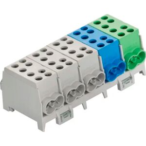 MTO Fordelerblok Hlak 35mm², 5/10-S, 5p, Dobbelt, Grå/blå/grøn
