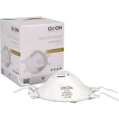 Ox-On Supreme 5-Pak Støvmaske Ffp3 Med Ventil, Hvid, Onesize ONESIZE Hvid Polypropylen/Polyester Ox-On Supreme 5-Pak Støvmaske Ffp3 Med Ventil, Hvid, Onesize ONESIZE Hvid Polypropylen/Polyester
