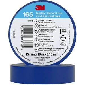 3M Temflex El Vinyltape 165, 15mmx10 M, Blå