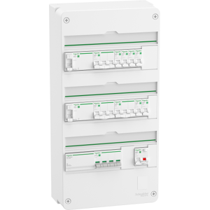 Schneider Electric Boligtavle Resi9 3r 2xrcd, 1xrcbo, 6x1pn, 3x3pn Mcb, R9hpdk32163  Hvid