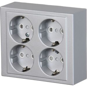 ABB Stikkontakt Schuko 4-Dobbelt Komplet Udvendig 16a Alu ABB Stikkontakt Schuko 4-Dobbelt Komplet Udvendig 16a Alu