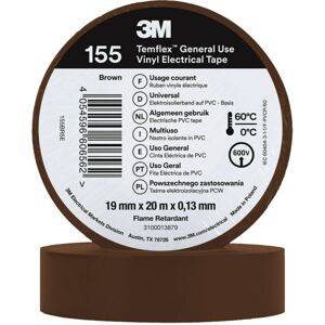 3M 100 Stk Temflex El Vinyltape 155 19 Mm X 20 M, Brun Brun 3M 100 Stk Temflex El Vinyltape 155 19 Mm X 20 M, Brun Brun