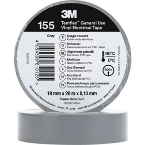 3M 100 Stk Temflex El Vinyltape 155 19 Mm X 20 M, Grå Grå 3M 100 Stk Temflex El Vinyltape 155 19 Mm X 20 M, Grå Grå