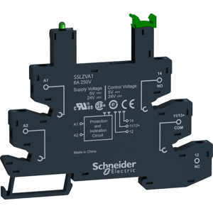 Schneider Electric SSLZRA1 Relæstik - Med LED, 6A, DIN-monteringsformat Schneider Electric SSLZRA1 Relæstik - Med LED, 6A, DIN-monteringsformat