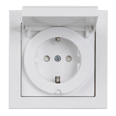 ABB Hvid Enkel Schuko Stikkontakt - IP44 16A 250V ABB Hvid Enkel Schuko Stikkontakt - IP44 16A 250V