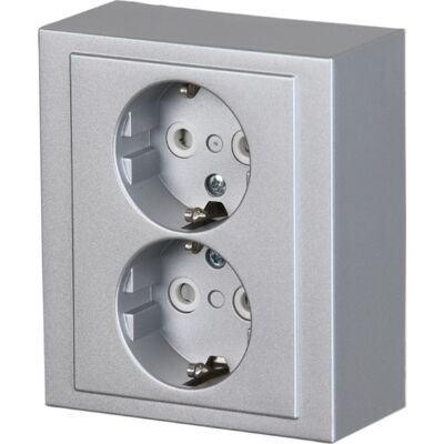 ABB Stikkontakt Schuko Dobbelt Komplet Udvendig 16a Alu ABB Stikkontakt Schuko Dobbelt Komplet Udvendig 16a Alu