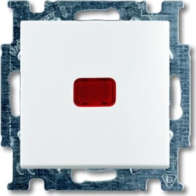 ABB 10 Stk Basic55 Afbryder Korrespondance Med Rød Led Blank Hvid Hvid ABB 10 Stk Basic55 Afbryder Korrespondance Med Rød Led Blank Hvid Hvid